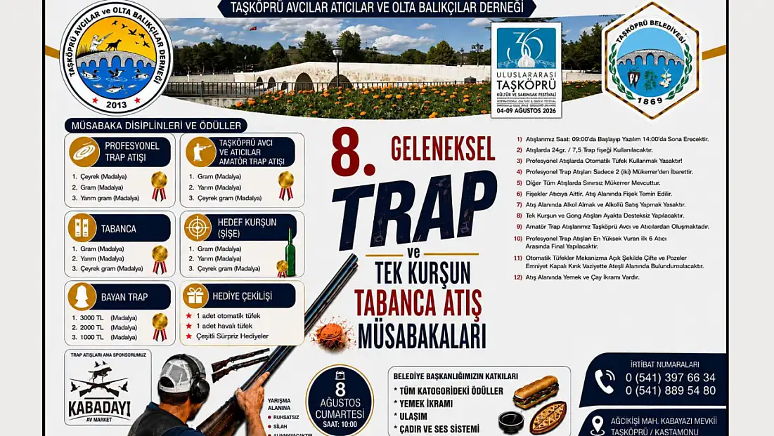 Taşköprü'de Geleneksel Trap Ve Atıcılık Müsabakaları Düzenlenecek