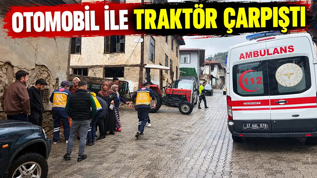 Otomobil İle Traktör Çarpıştı