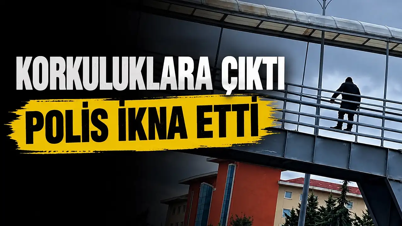 Üst Geçitin Korkuluklarına Çıktı