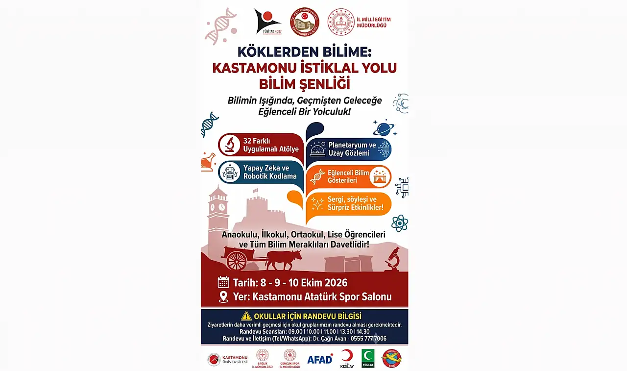 Köklerden Bilime: Kastamonu İstiklal Yolu Bilim Şenliği Düzenlenecek