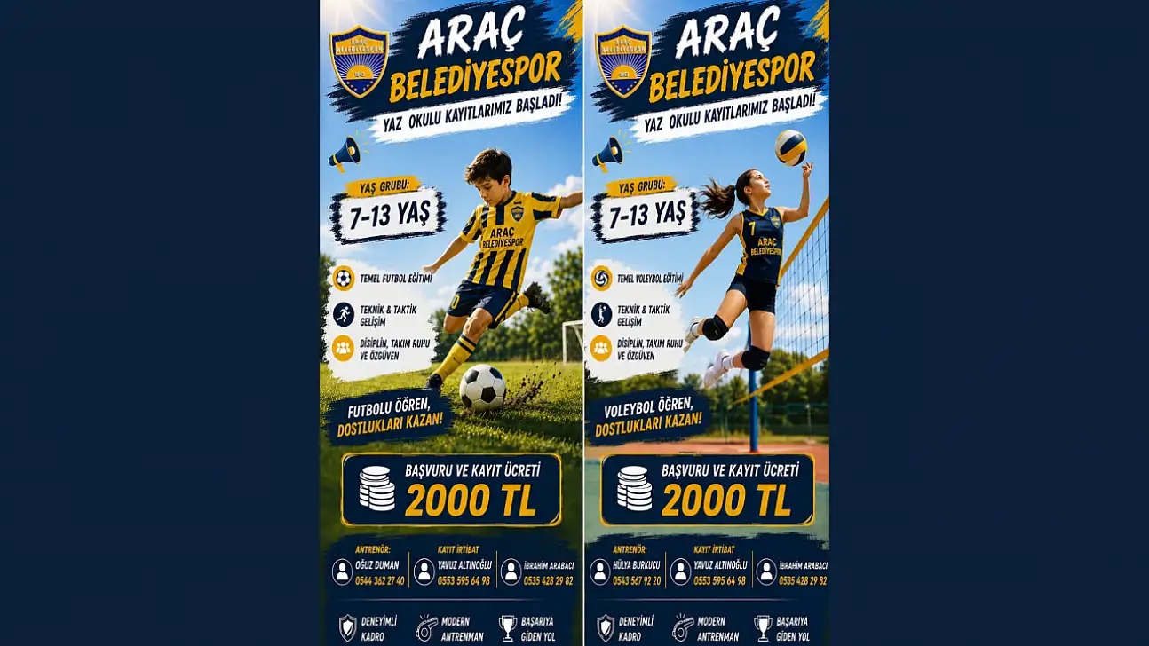 Araç Belediyespor Yaz Spor Okulu kayıtları Başladı!