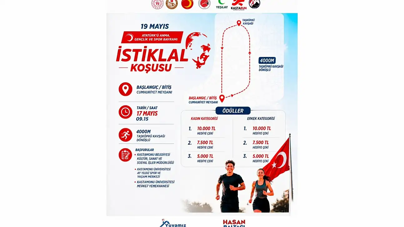 Kastamonu'da 19 Mayıs Coşkusu İstiklal Koşusu İle Yaşanacak