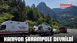 Kamyon Şarampole Devrildi