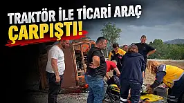 Traktör İle Ticari Araç Çarpıştı