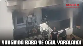 Yangında Baba Ve Oğul Yaralandı