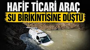 Hafif Ticari Araç Su Birikintisine Düştü
