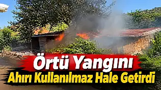 Örtü Yangını Ahırı Kullanılmaz Hale Getirdi