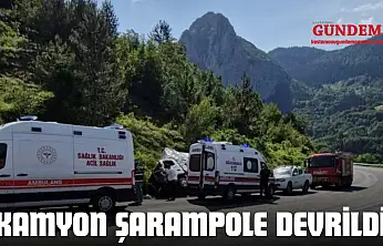 Kamyon Şarampole Devrildi