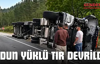 Odun Yüklü Tır Devrildi