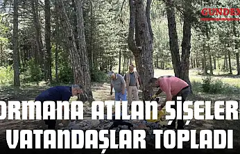 Ormana Atılan Şişeleri Vatandaşlar Topladı