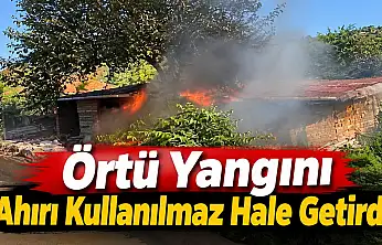 Örtü Yangını Ahırı Kullanılmaz Hale Getirdi