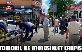 Otomobil İle Motosiklet Çarpıştı