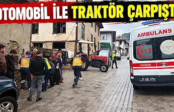 Otomobil İle Traktör Çarpıştı