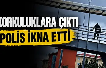 Üst Geçidin Korkuluklarına Çıktı