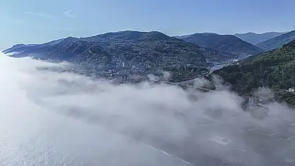 Abana'da Sis, Dron İle Görüntülendi