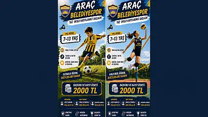 Araç Belediyespor Yaz Spor Okulu kayıtları Başladı!