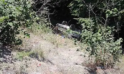 Ormanlık alana uçan otomobildeki 3 kişi yaralandı