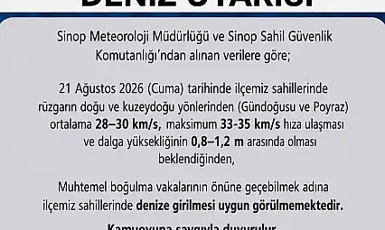 Sinop'un Türkeli ilçesinde boğulma riskine karşı alarm verildi