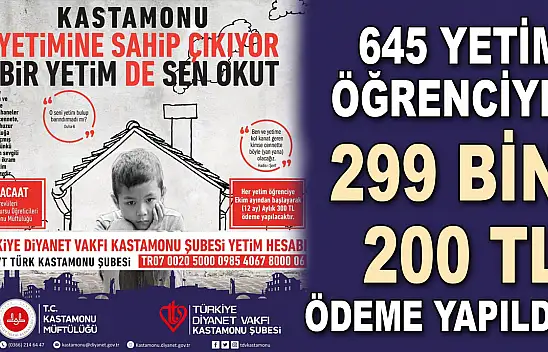 645 Yetim Öğrenciye 299 Bin 200 TL Ödeme Yapıldı