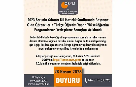 Başarısız Öğrencilerin Yerleştirme Sonuçları Açıklandı