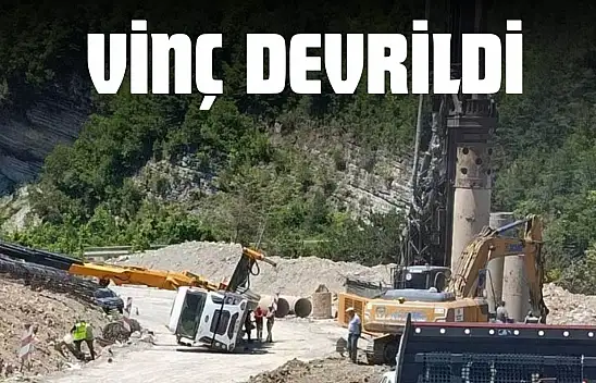 Çatalzeytin'de Vinç Devrildi