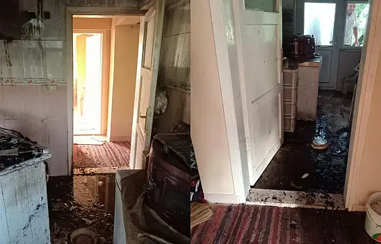 Fırından çıkan yangın evi kullanılamaz hale getirdi