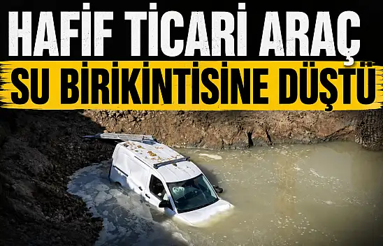 Hafif Ticari Araç Su Birikintisine Düştü