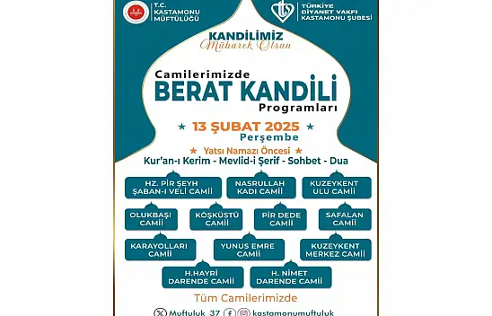 Kastamonu'da Berat Kandili İçin Manevi Buluşma Düzenlenecek