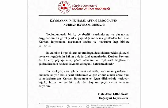Kaymakam Erdoğan: 'Bayramlar, Hoşgörünün Hâkim Olduğu Özel Zamanlardır'
