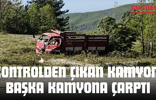 Kontrolden Çıkan Kamyon Başka Kamyona Çarptı
