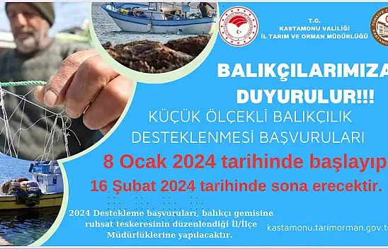Küçük Ölçekli Balıkçılara Duyuru