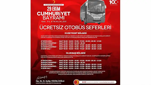100'üncü yıl kutlamalarına ücretsiz otobüs