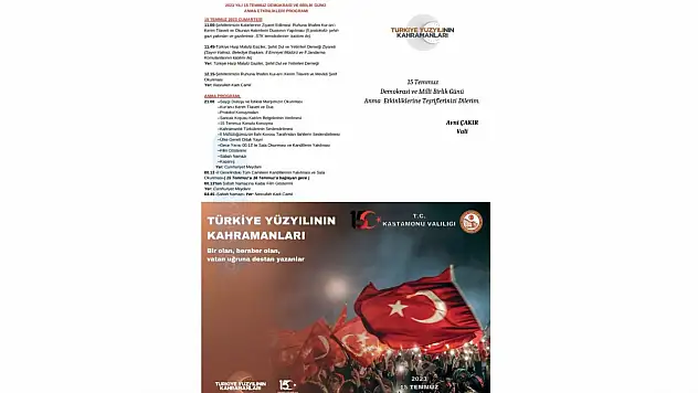 15 Temmuz programı netlik kazandı
