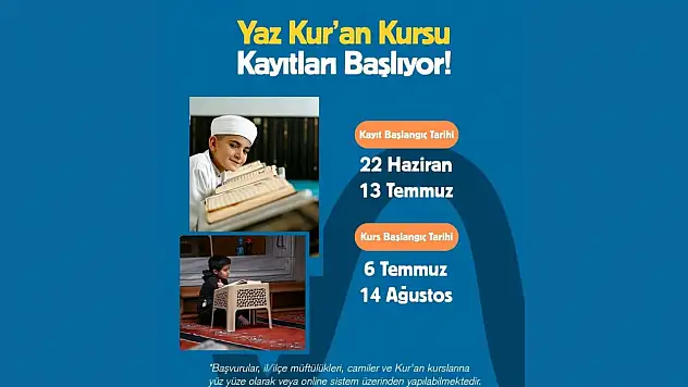 2026 Yaz Kur'an Kursu Kayıtları Başladı