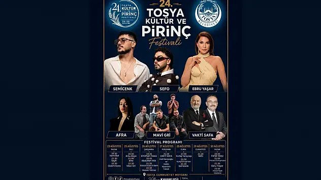 24. Tosya Kültür Ve Pirinç Festivali Başlıyor