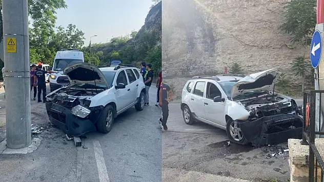 4.25 promil alkollü sürücü beton direğe çarptı
