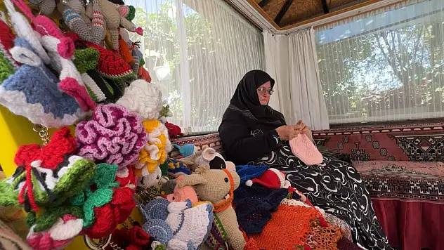 60 yıllık örgü tutkusuyla hem ağaçları süslüyor hem sokak hayvanlarına destek oluyor