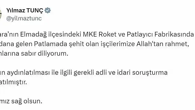 Adalet Bakanı Tunç'tan MKE açıklaması