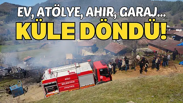 Alevlere Teslim Olan Ev, Atölye, Ahır ve Garaj Küle Döndü
