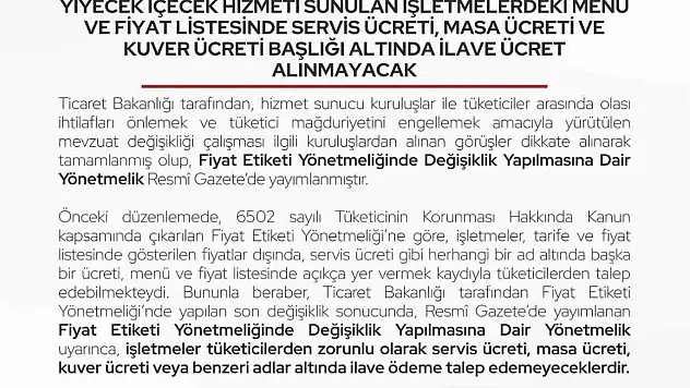 Bartın'da Restoran Ve Kafelere İlave Ücret Uyarısı