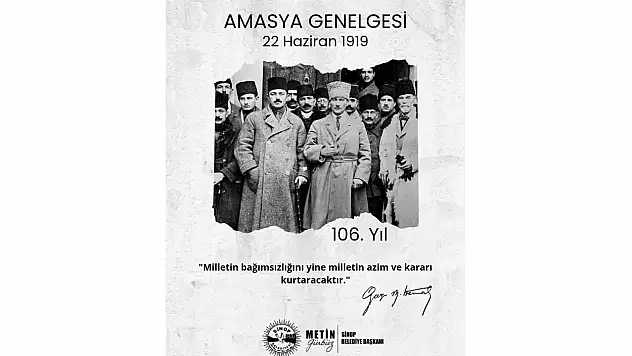 Belediye Başkanı Gürbüz: 'Amasya Genelgesi 106 Yaşında'