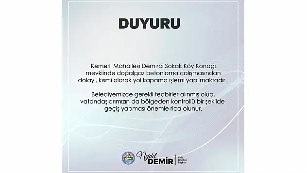 Cide Belediyesi Duyurdu
