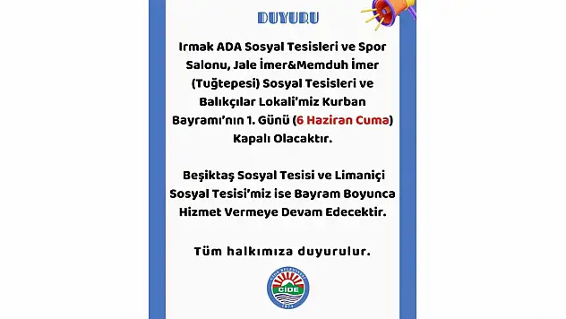 Cide Belediyesi'nden Duyuru