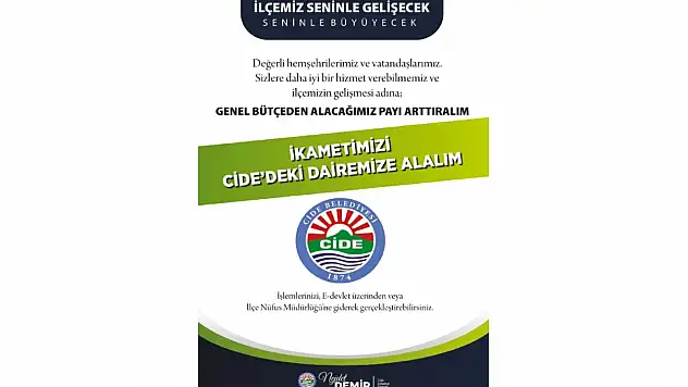 Cide Belediyesi'nden İkamet Adresi Çağrısı