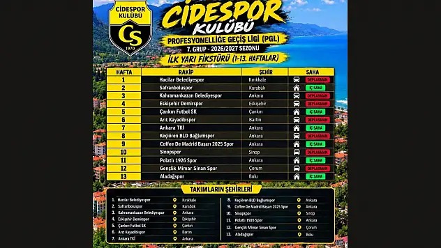 Cidespor'un İlk Yarı Fikstürü Belli Oldu