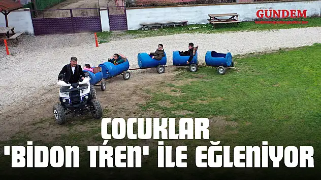 Çocuklar Muhtarın Yaptığı 'Bidon Tren' İle Eğleniyor