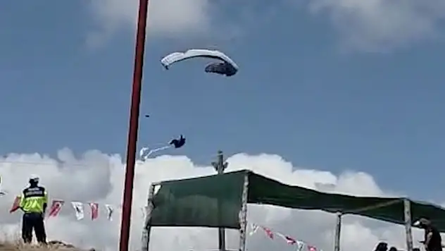 Çorum'da yamaç paraşütü pilotunun düşme anı kamerada