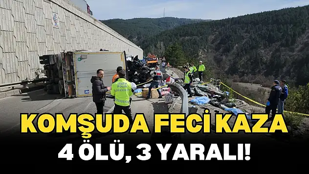 D100'de Tır Arızalanan Aracın Üzerine Devrildi: 4 Ölü, 2'si Polis 3 Yaralı