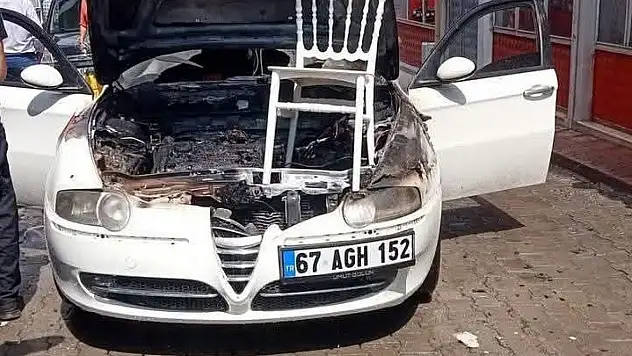 Devrek'te yanan araca itfaiye yetişti