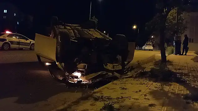 Direksiyon Hakimiyetini Kaybeden Alkollü Sürücü Takla Attı